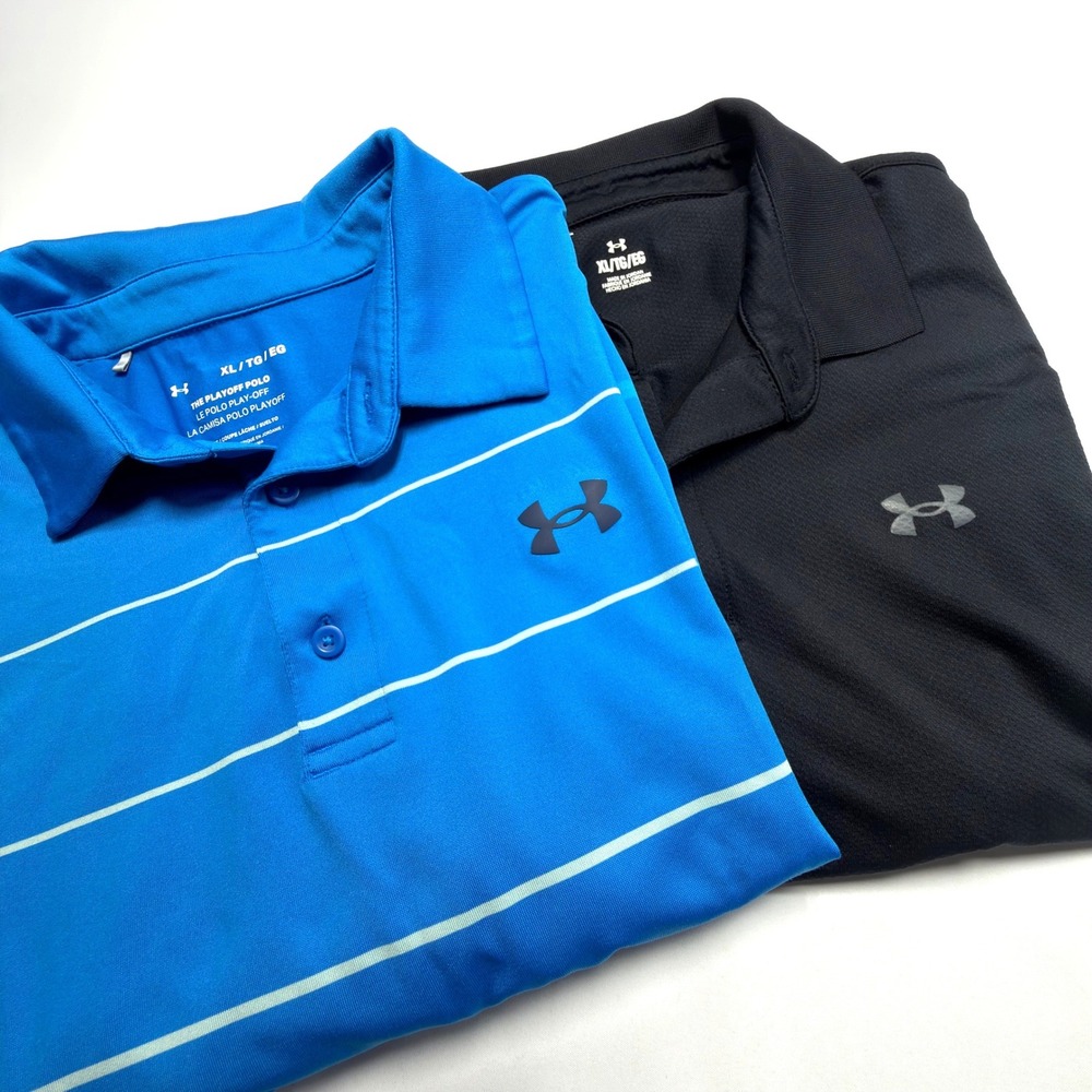 Under Armour Men's XL Polo Shirt Lot of 2 Playoff HeatGear Golf Performance